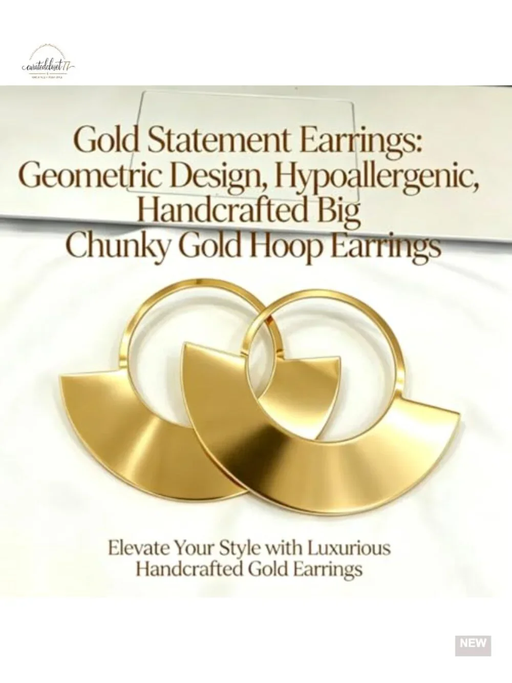 Large Gold Statement Hoop Earrings for Women Geometric Drop Dangle